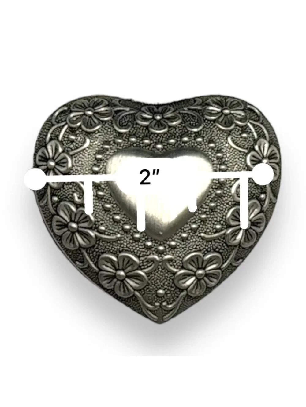 Heart-Shaped Floral Metal Trinket Box With Velvet Lining 2